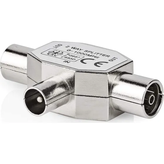 Nedis Antennesplitter 2-vejs, sølv, 75 Ohm, metal