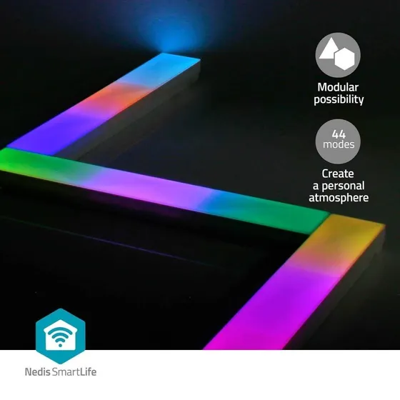 Nedis SmartLife Wi-Fi LED-vægstang, RGBIC, 16 mio. farver, Android & iOS