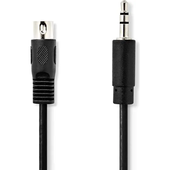 Nedis DIN 5-Pin til 3.5 mm Audio Kabel, 1 m, Nikkelplateret, Sort