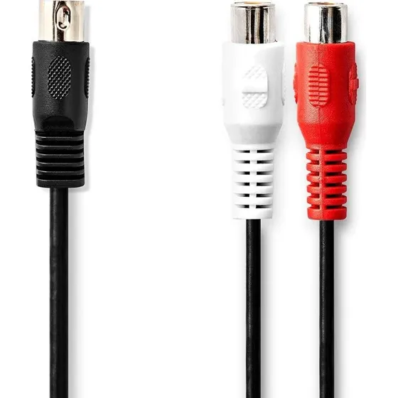 Nedis CAGL20250BK02 0,20 m DIN-RCA audio-kabel, sort