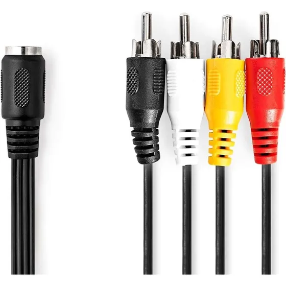 Nedis CAGL20475BK02 5-pole DIN til 4x RCA audio-kabel, 0,20 m, sort