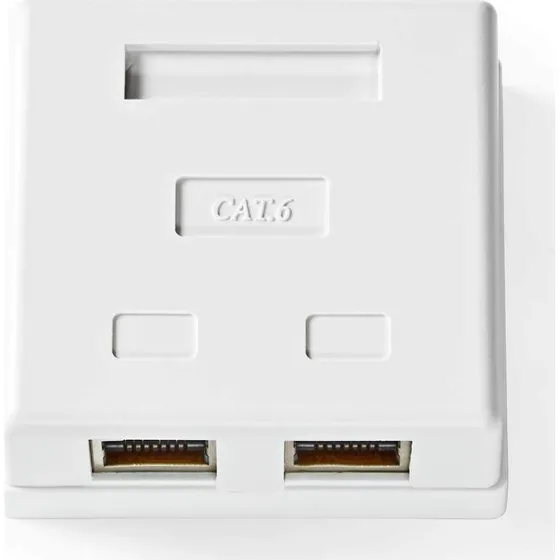 Nedis Netværksvægboks | 2-Port CAT6 S/FTP | Guldplateret | Hvid | På væggen