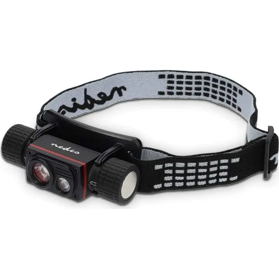 Nedis LHLR10WBK LED forlygte, 10 W, 1000 lm, USB-C, IPX8, sort