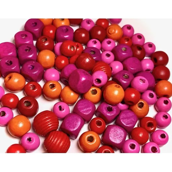 Pearl'n Fun Træperlemix Rød/Pink/Orange 190g