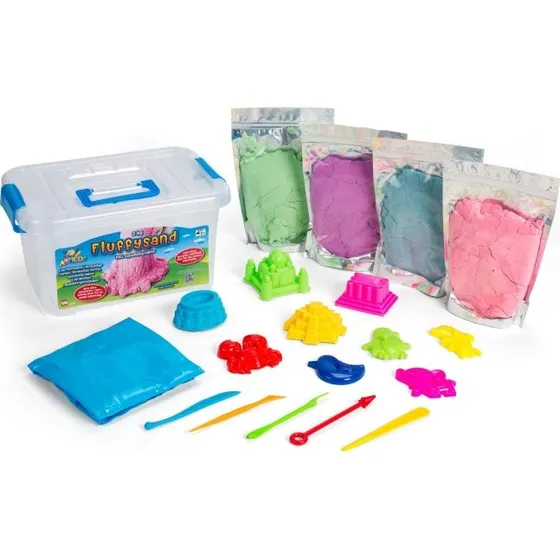 ArtKids Fluffy Sand - Stort Sæt med 4 Farver og Tilbehør