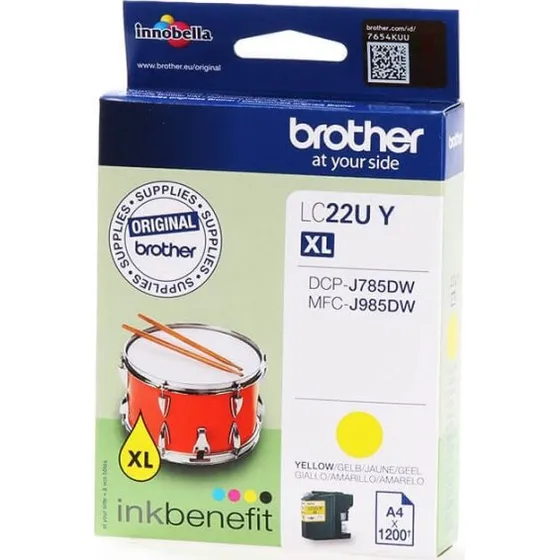 Brother LC22UY Gul XL Blækpatron 1.200 sider