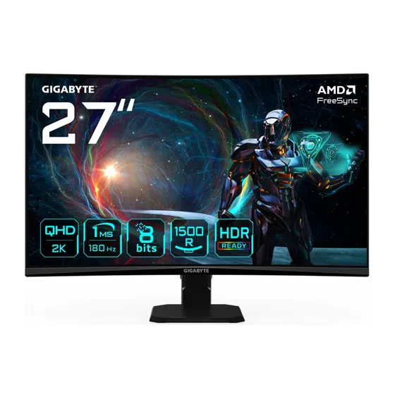 Gigabyte GS27QCA 27" QHD Curved 180Hz VA Gaming Skærm