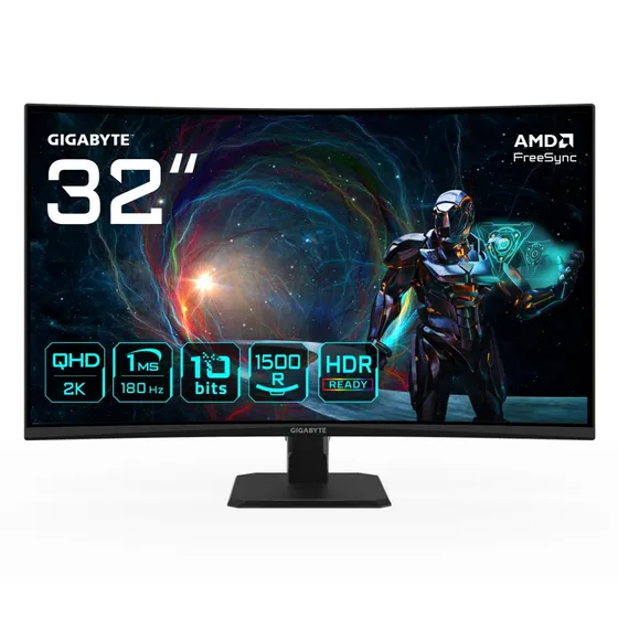 Gigabyte GS32QCA 32" Gaming Skærm 2560x1440 QHD 180Hz