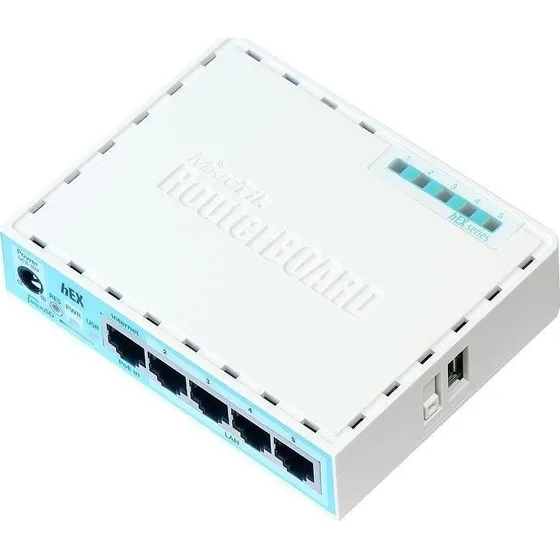 MikroTik hEX RB750GR3 Router, turkis/hvid