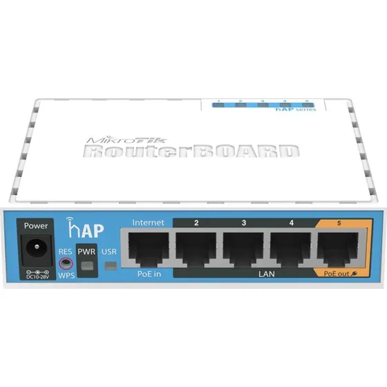 MikroTik hAP hvid PoE-router med 4-port switch