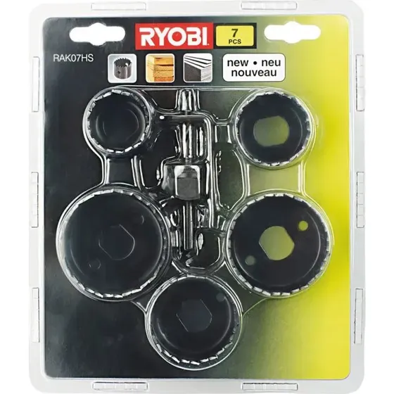 Ryobi RAK07HS Hulsavssæt 7 dele (Ø32-54mm)
