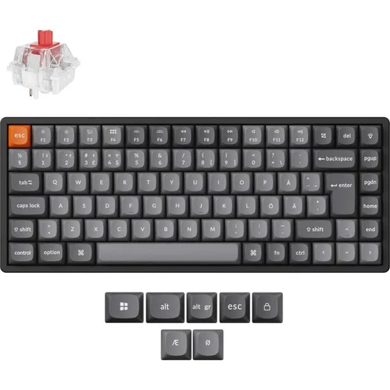 Keychron K2 MAX Super Red 75% Trådløs Tastatur - Nordisk - Sort