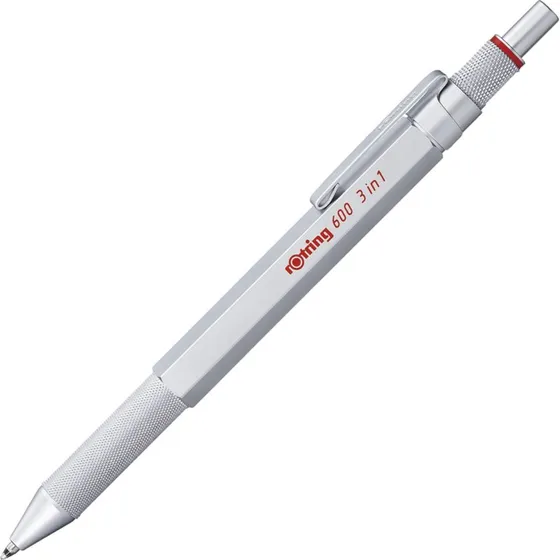 Rotring 600 3-i-1 Mekanisk Blyant Sølv, Sort & Rød Kuglepen