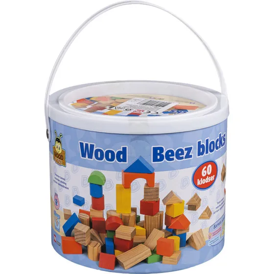 Wood Beez Træklodser i spand, 60 stk (18+ mdr)
