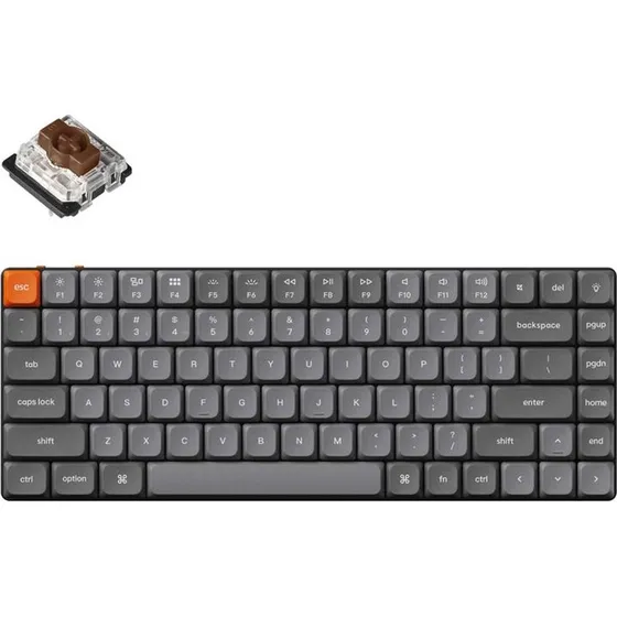 Keychron K3 Max Trådløst Mekanisk Tastatur, 75%, RGB, Brown Switch, Grå