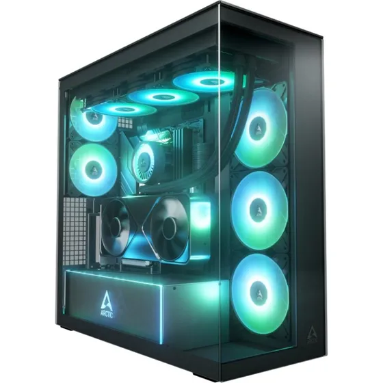 Arctic Xtender VG Miditower, Mirror Black, uden strømforsyning