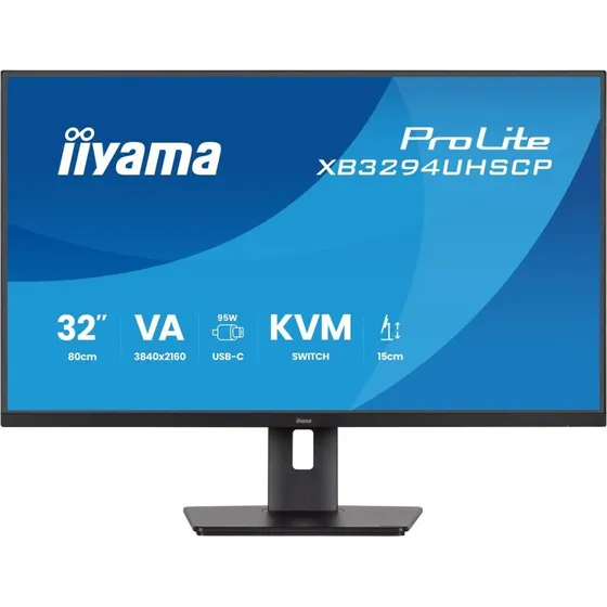iiyama ProLite XB3294UHSCP-B1 31,5" 4K VA USB-C KVM Skærm Sort