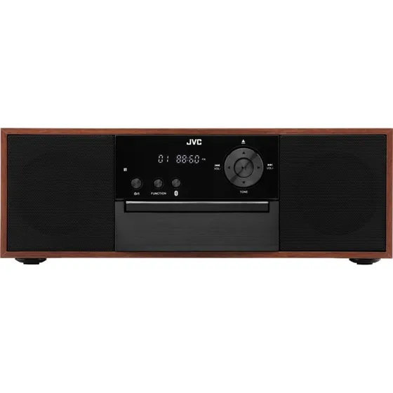 JVC RD-E761 Mini Tower Stereoanlæg, 16 W, Bluetooth, Træ, Sort