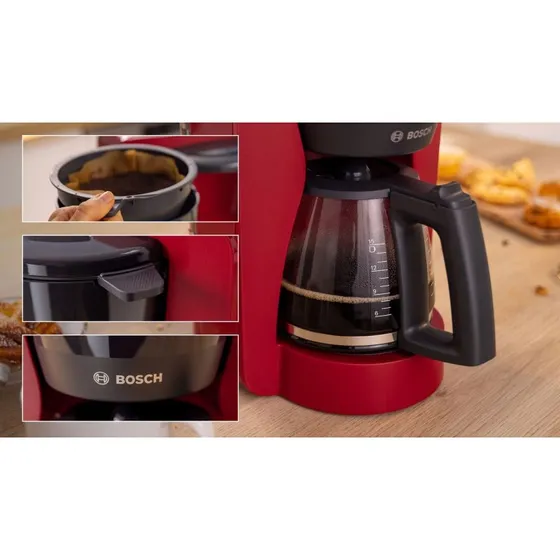 Bosch TKA3M134 Kaffemaskine 1,4 L Rød
