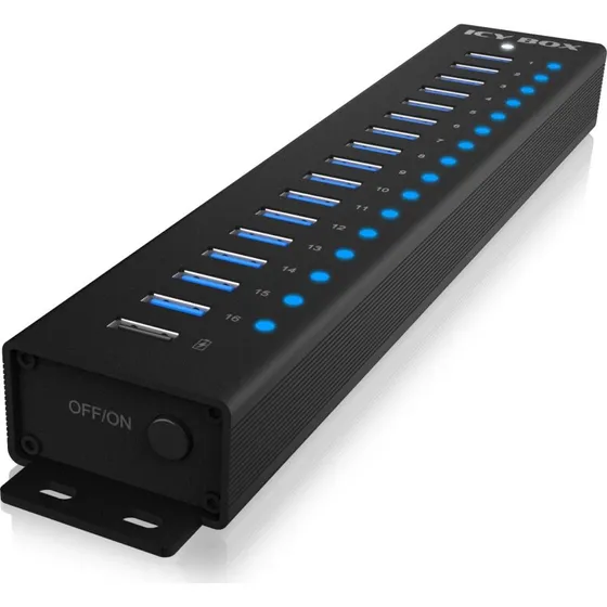 ICY BOX IB-HUB1717-U3 USB-hub 17 porte - Sort