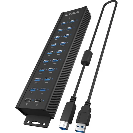 ICY BOX IB-HUB1720-U3 USB-hub, 20 port, sort