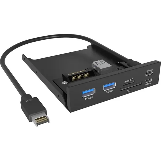 ICY BOX IB-HUB1419-i3 Sort, 3,5" Frontpanel med 2x USB 3.0 & 2x USB-C