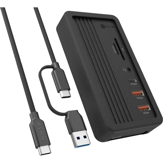 Icy Box 10 i 1 Dockingstation USB-C, M.2 NVMe, HDMI - Sort