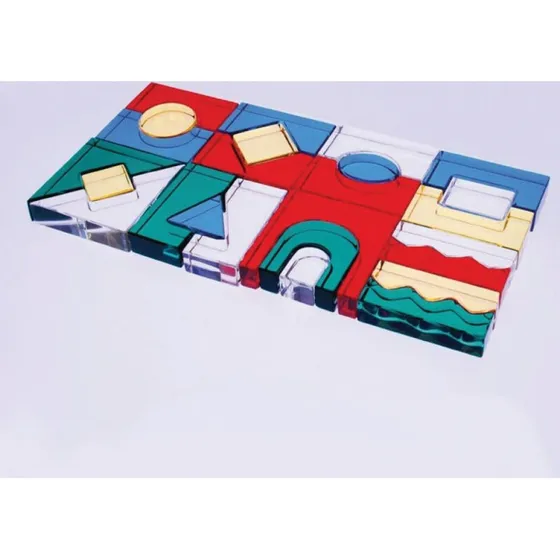 Byggeklodser i transparent akryl, 25 stk. – farverige