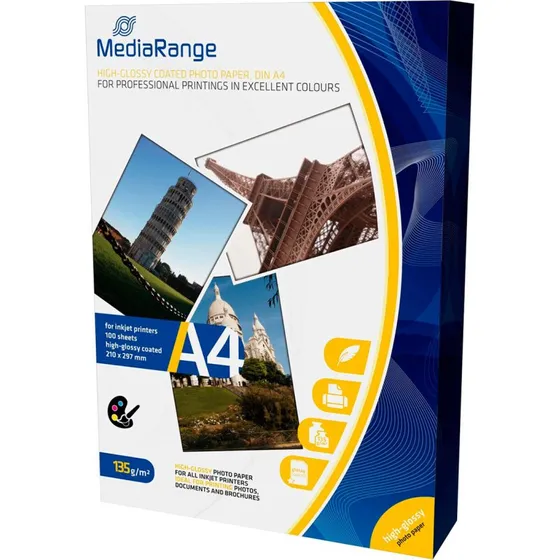 MediaRange Fotopapir A4 135g Højglans 100 ark