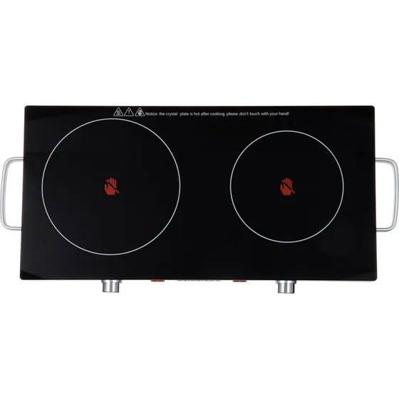 Heinrich's HDK 8696 Keramisk Kogeplade, 2 Zoner, Sort