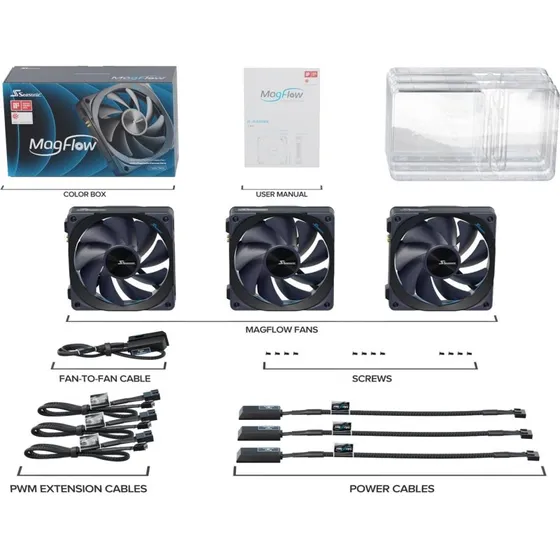 Seasonic MagFlow 120 mm 3-pak, sort