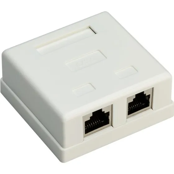 Goobay 2-port RJ45 vægmonteringsboks CAT6 STP hvid