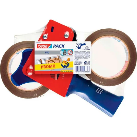 tesa pack Ultra Strong Pakketape 2x66m x 50mm + Dispenser Brun