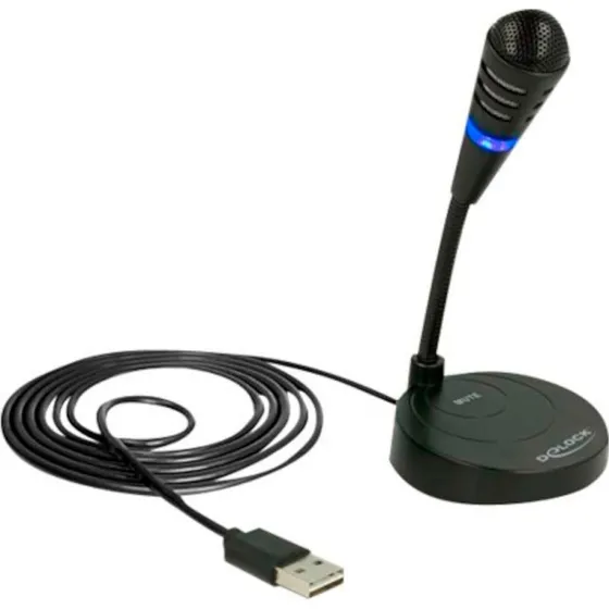 DeLOCK USB Mikrofon med Touch Mute, Sort