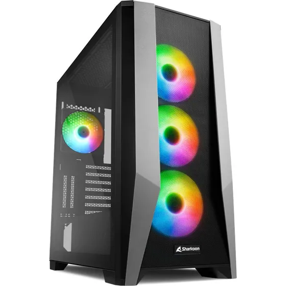 Sharkoon TG7M RGB ATX Mid Tower - Sort Grå