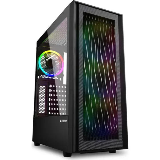 Sharkoon RGB Wave PC-kabinet, sort, hærdet glas, ATX
