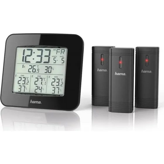 Hama EWS-Trio 3x Sensor Vejrstation, Sort