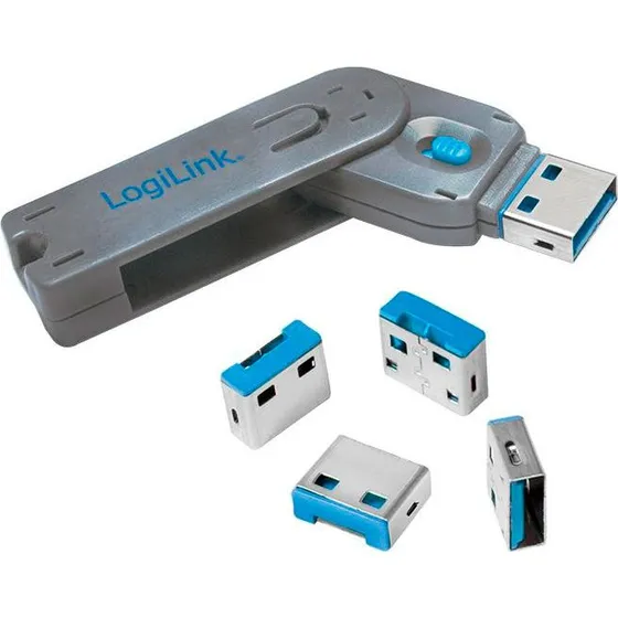 Logilink AU0043 USB-A Port Blocker (1 nøgle, 4 lås, blå)