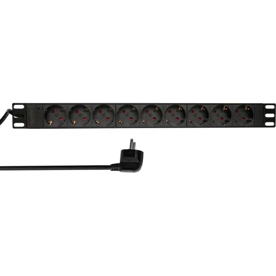 LogiLink 9-vejs grenstik til 19" rack U1 Sort