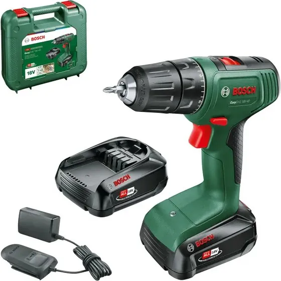 Bosch EasyDrill 18V-40 2x1,5Ah - Akkuskruemaskine med 13 mm nøgleløs patron