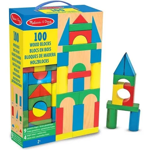 Melissa & Doug Træbrikker, ca. 100 stk, multifarvede