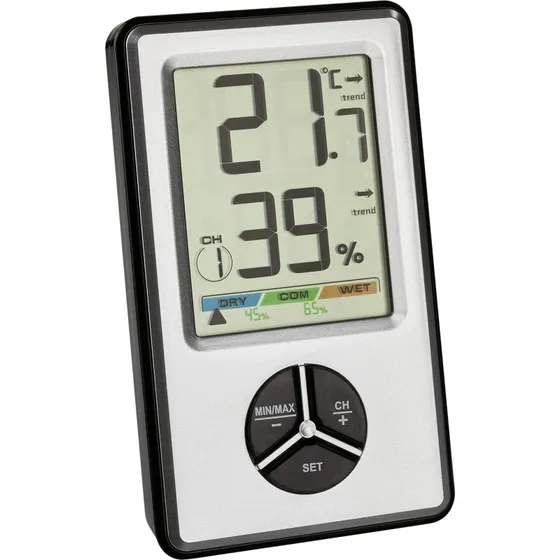 TFA Dostmann 30.5045.54 Digitalt Termo-Hygrometer Sølv