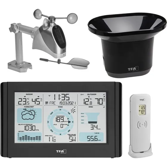 TFA Weather Pro Vejrstation Indendørs/Udendørs, Sort