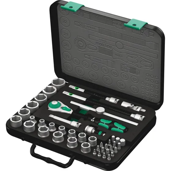Wera 8100 SB 2 Zyklop 3/8" Skraldesæt, 43 dele