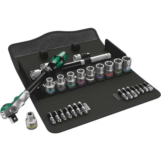 Wera 8100 SC 6 Zyklop Speed-skraldesæt, 1/2"-tilslutning, 28 dele