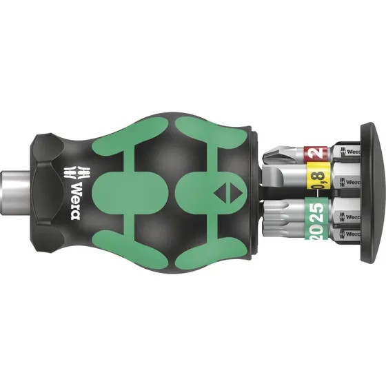 Wera Kraftform Kompakt Stubby Magazin 1, 6 dele, sort/grøn