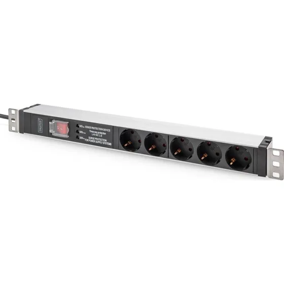 DIGITUS PDU 1U 5x Schuko, 230 V/16 A, sort