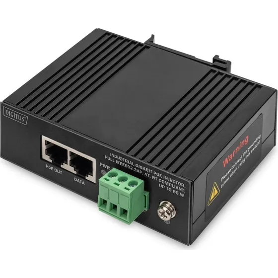 DIGITUS Industriel PoE-Injektor 85W, Gigabit, DIN-rail monterbar