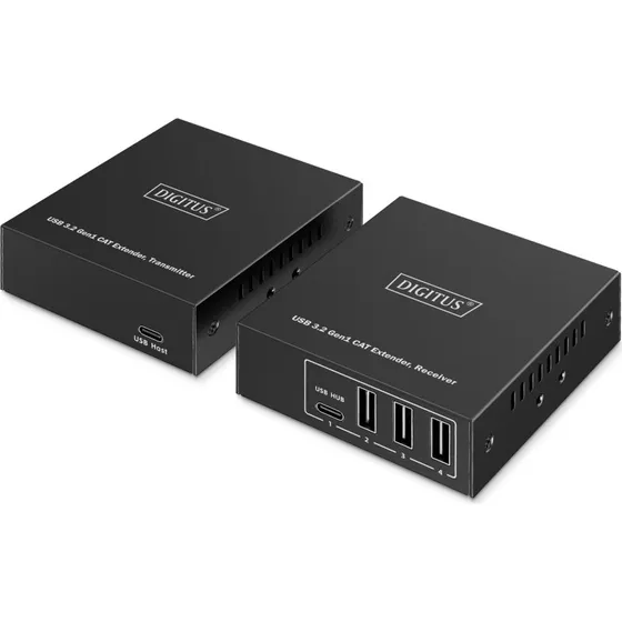 DIGITUS USB 3.2 Gen1 100 m forlængersæt, 4 porte (3x USB-A, 1x USB-C)