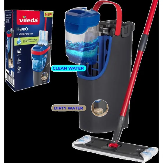 Vileda H2PrO Flat Mop System – 100 % vandadskillelse